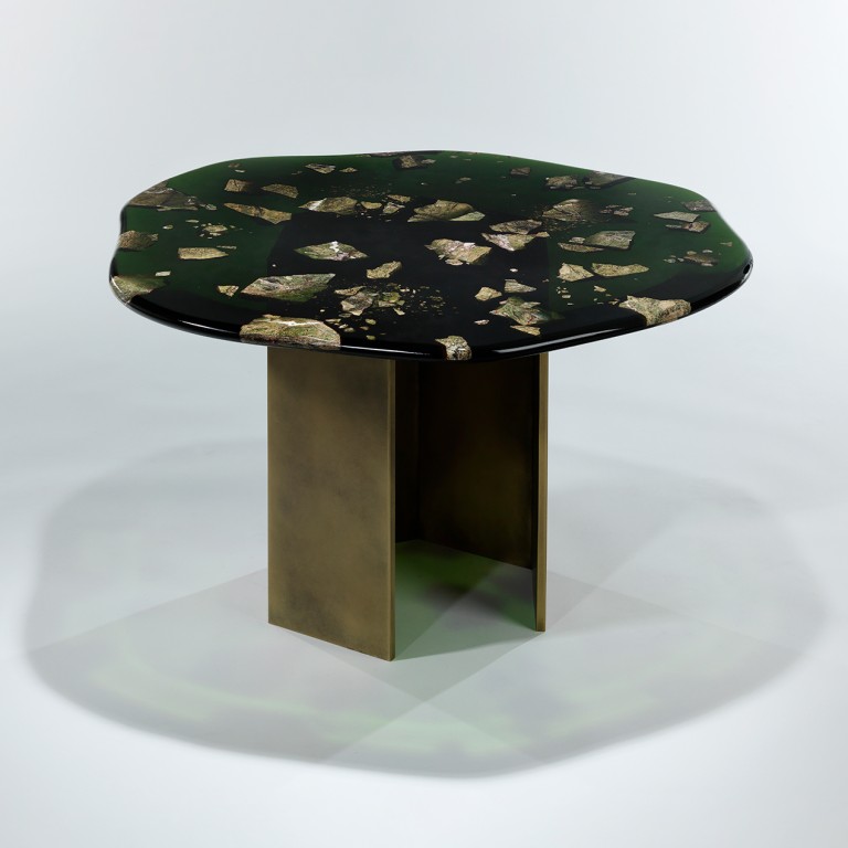  T SAKHI  - Reconciled Fragments - Side table "Green Forest"